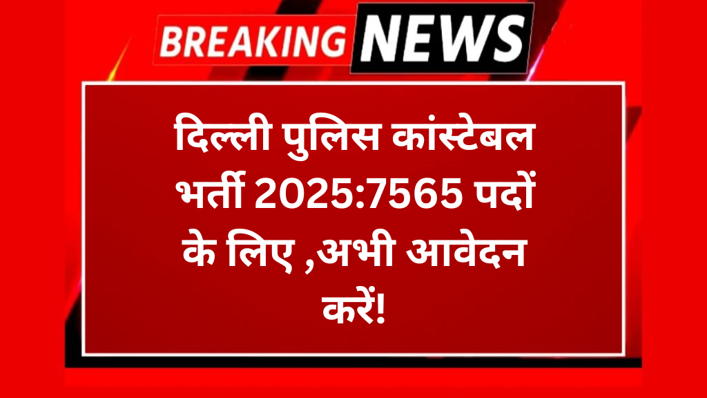 दिल्ली पुलिस कांस्टेबल भर्ती 2025:7565 पदों के लिए ,अभी आवेदन करें!