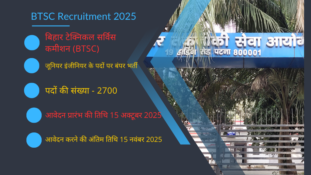BTSC Recruitment 2025: बिहार में 2700 से अधिक पदों पर निकली बंपर भर्ती, जाने कब होगी आवेदन